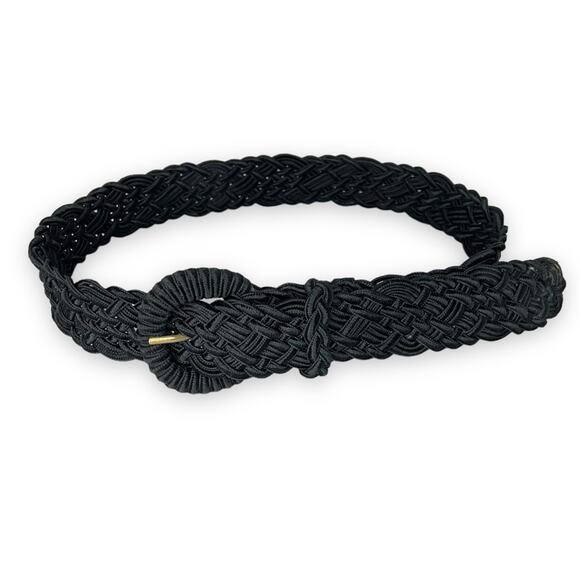 Carla Marchi belt women's M/L woven braided adjustable black rayon - Picture 9 of 9